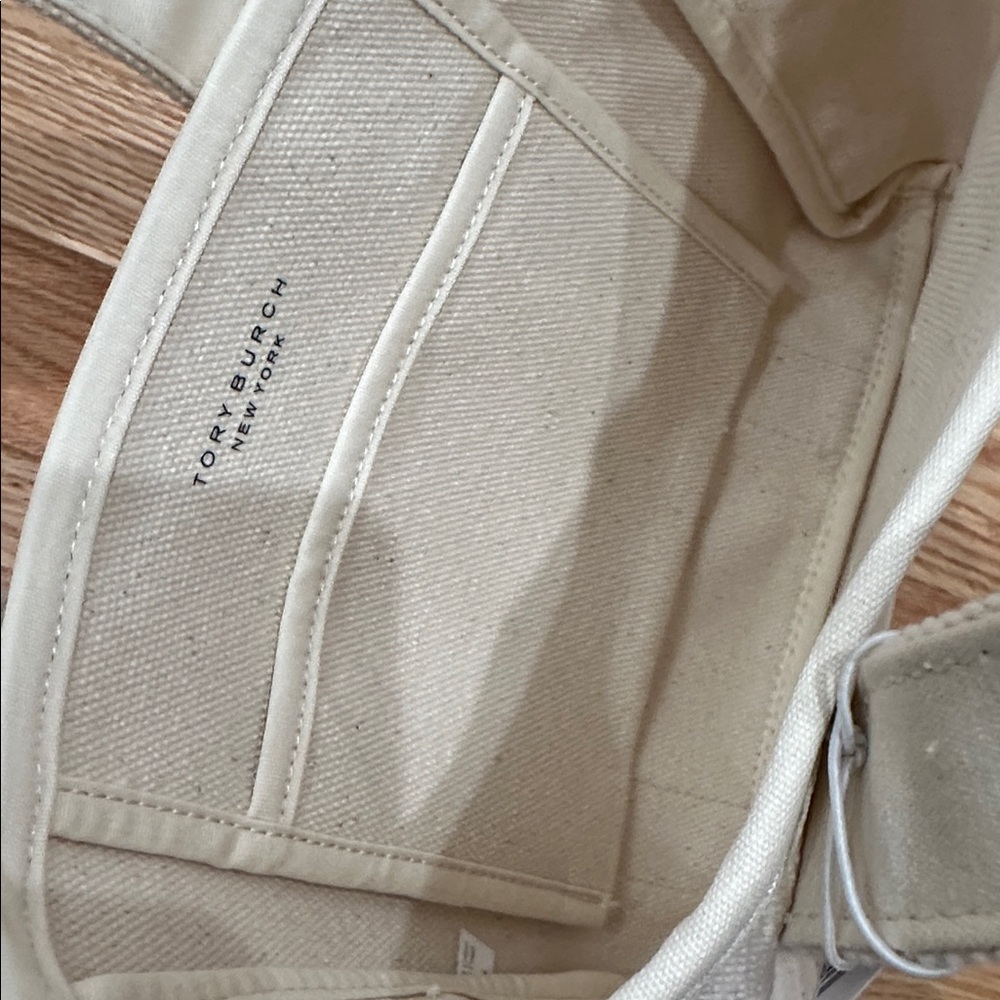 Tory Burch natural canvas tote NEW - Picture 4 of 6